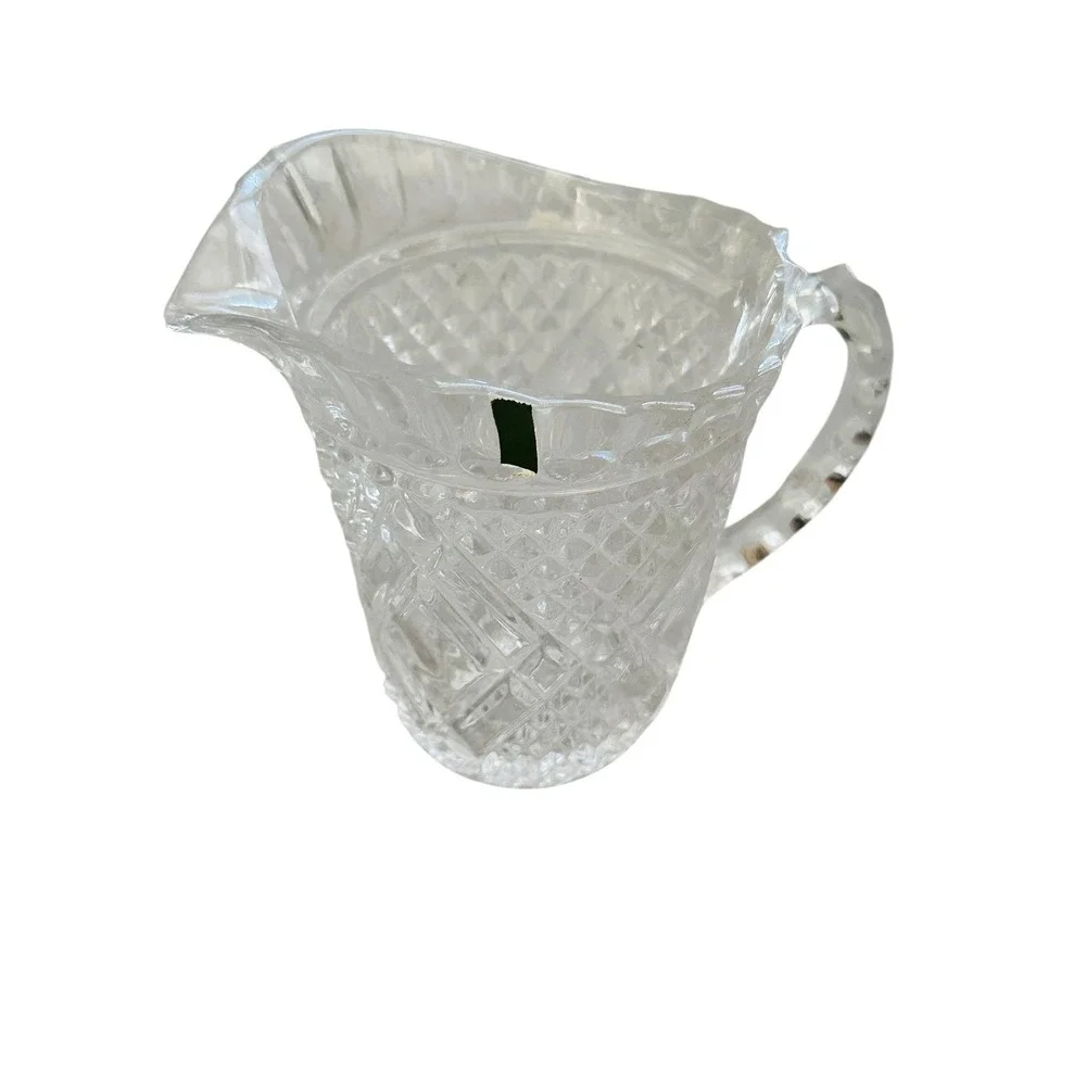 Vintage FTD 1985 Crystal Diamond Point Mini Pitcher Starburst Cottagecore
